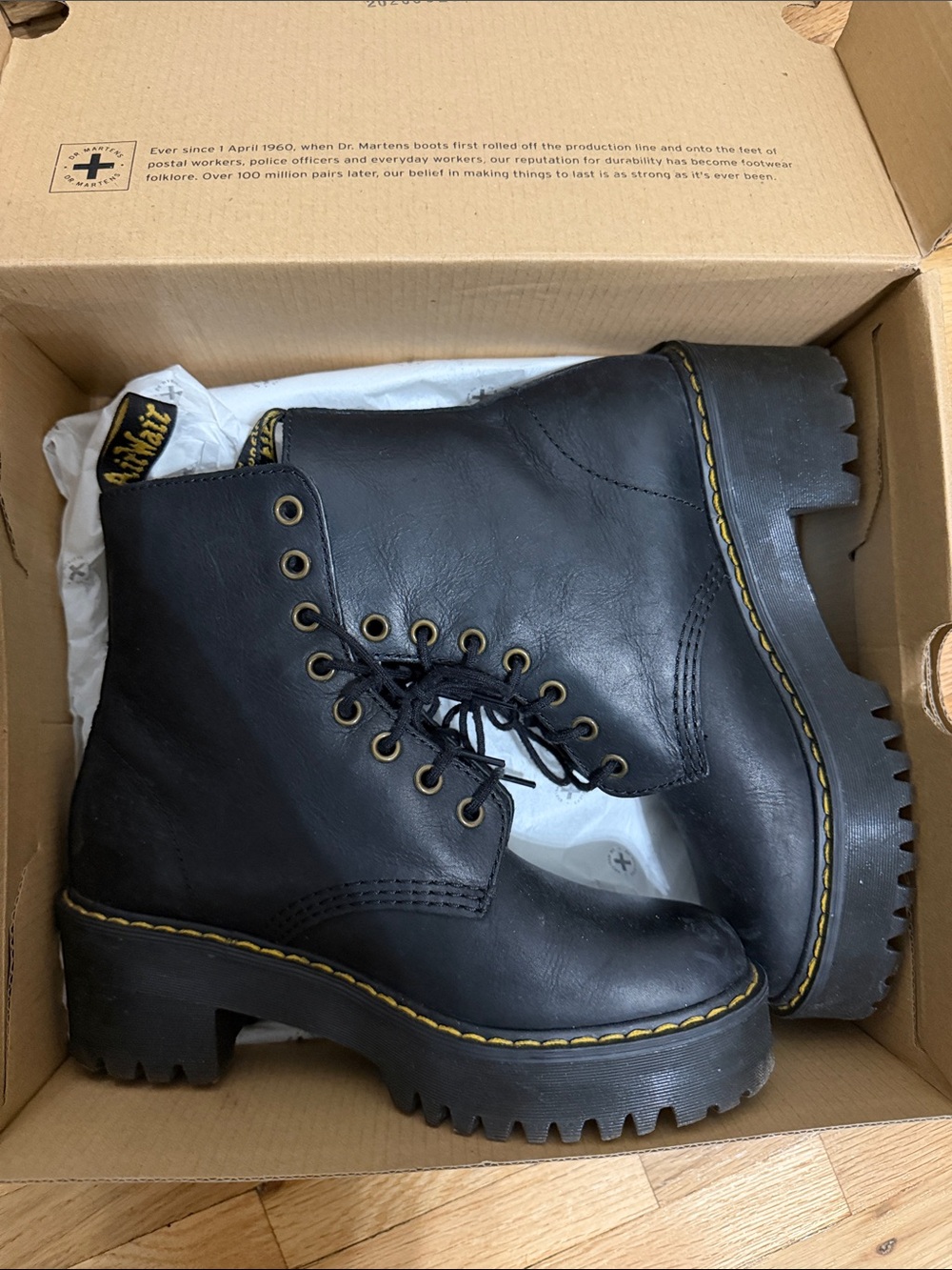 Dr. Martens Black Lace-Up Chunky Heel Ankle Boots